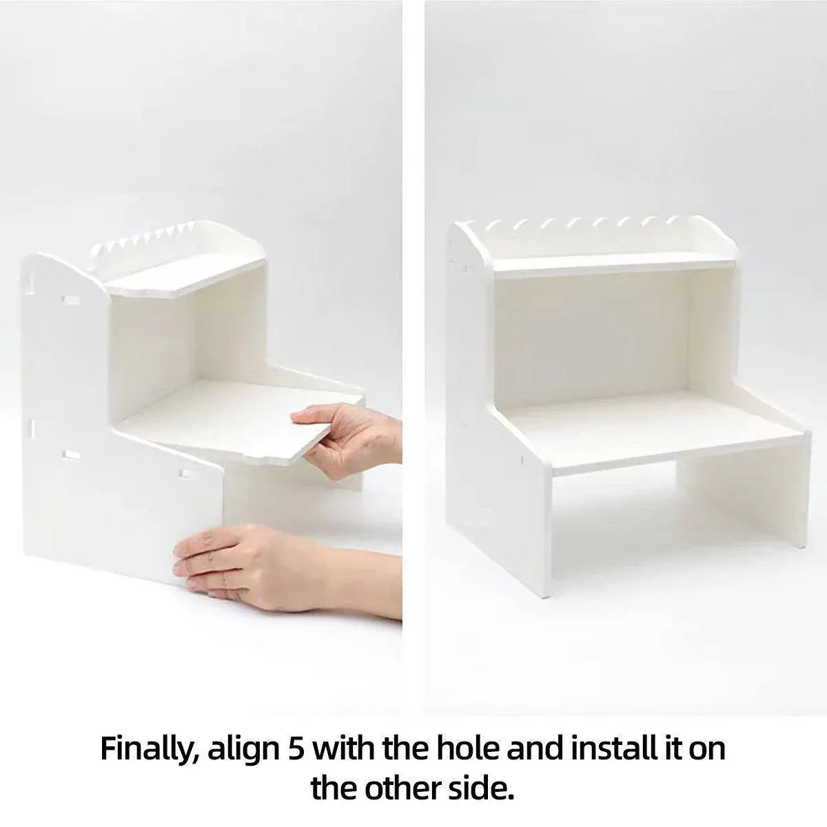 Elevated Double Layer Desktop Storage Rack for Office Dormitory Cosmetics Books - L