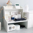 Elevated Double Layer Desktop Storage Rack for Office Dormitory Cosmetics Books - L
