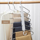 Stainless Steel Multi-Layer Pants Rack Folding Telescopic Anti-Slip Clothes Rack - Black