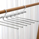 Stainless Steel Multi-Layer Pants Rack Folding Telescopic Anti-Slip Clothes Rack - Black