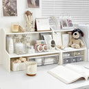 Elevated Double Layer Desktop Storage Rack for Office Dormitory Cosmetics Books - S