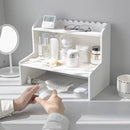 Elevated Double Layer Desktop Storage Rack for Office Dormitory Cosmetics Books - S