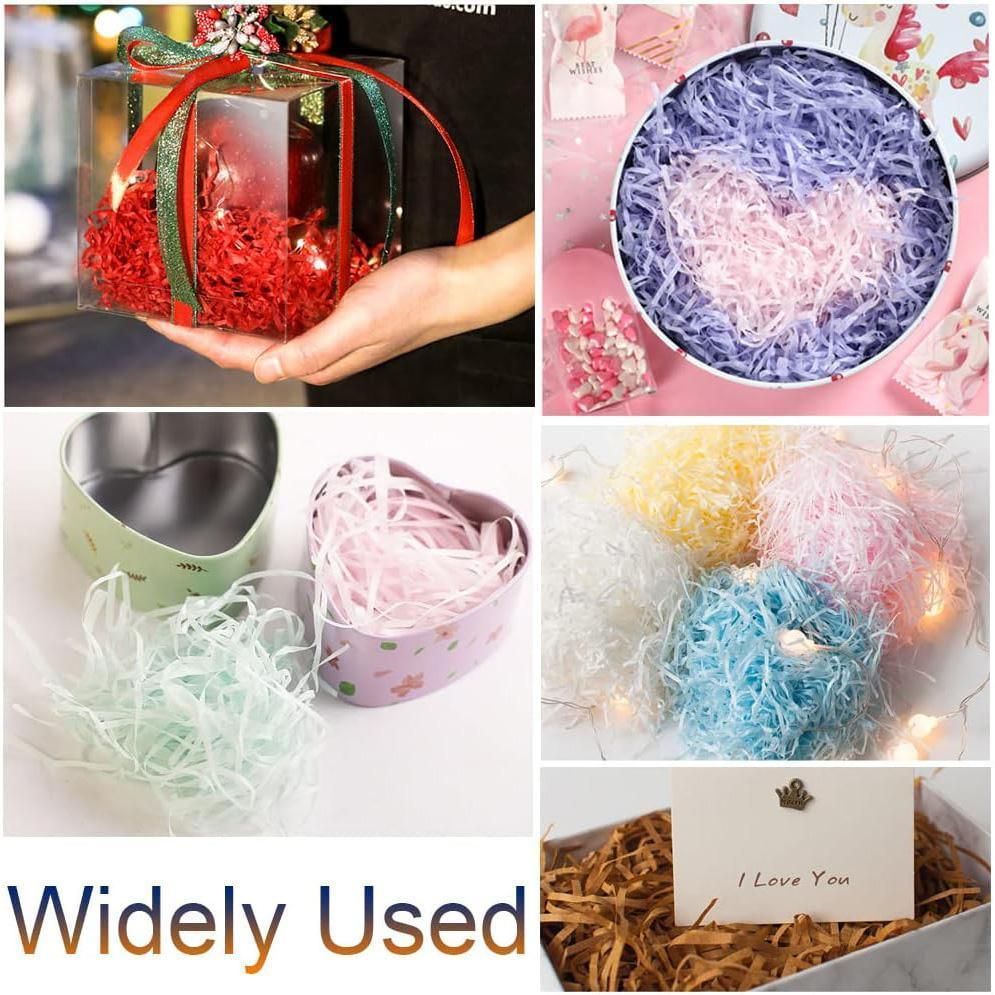 500g Colorful Raffia Paper Shreds Gift Box Filler Decorative Packaging - 5Packs-Beige