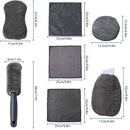 9PCS Car Cleaning Kit Microfiber Towel Wax Sponge Wheel Brush Gloves Set Use - Grey