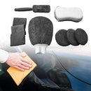 9PCS Car Cleaning Kit Microfiber Towel Wax Sponge Wheel Brush Gloves Set Use - Grey
