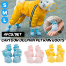 4pcs Cartoon Pet Rain Boots Waterproof Non-Slip Wear-Resistant Shoes for Dogs - Yellow - S