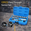 17PCS Pass Through Socket Set 10-24mm Ratchet Wrench Tool Kit CR-V