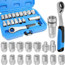 17PCS Pass Through Socket Set 10-24mm Ratchet Wrench Tool Kit CR-V