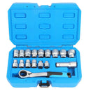 17PCS Pass Through Socket Set 10-24mm Ratchet Wrench Tool Kit CR-V