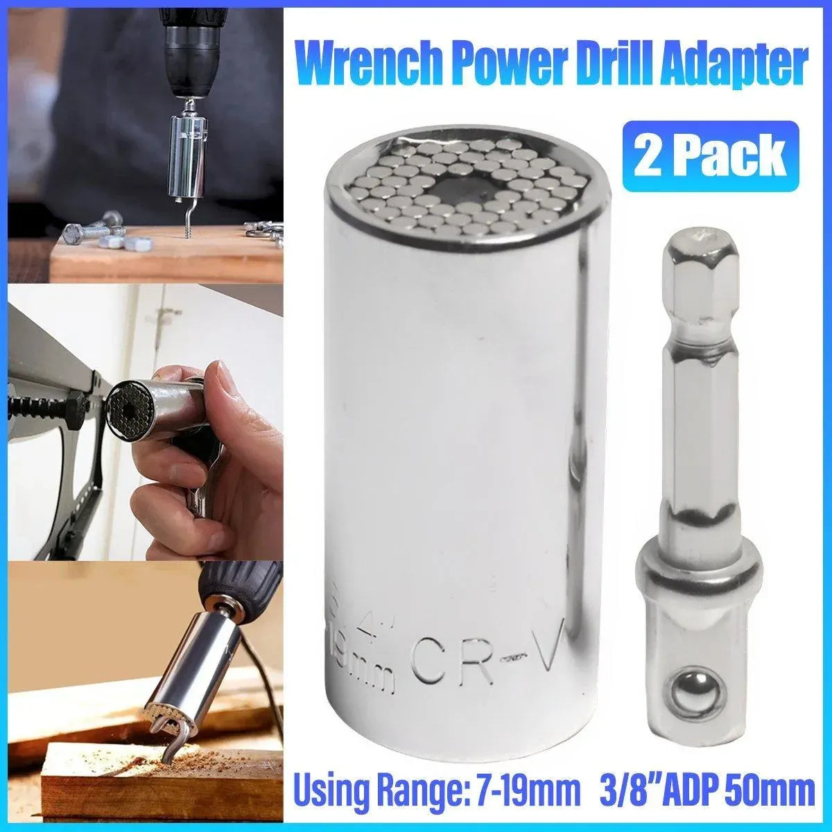 2PACK Universal Socket Grip Multi-Function Ratchet Wrench Power Drill Tool Gift