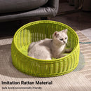 Rattan Cat Nest Four Seasons Open Cat House Summer Bed for Cats Pet Supplies - Coffee