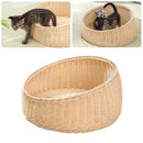 Rattan Cat Nest Four Seasons Open Cat House Summer Bed for Cats Pet Supplies - Coffee