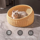 Rattan Cat Nest Four Seasons Open Cat House Summer Bed for Cats Pet Supplies - Green