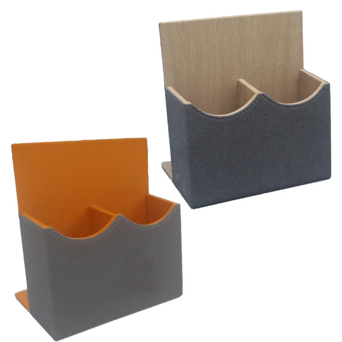 Hotel Remote Control Holder Leather Desk Organiser Caddy for TV AC Storage - Orange