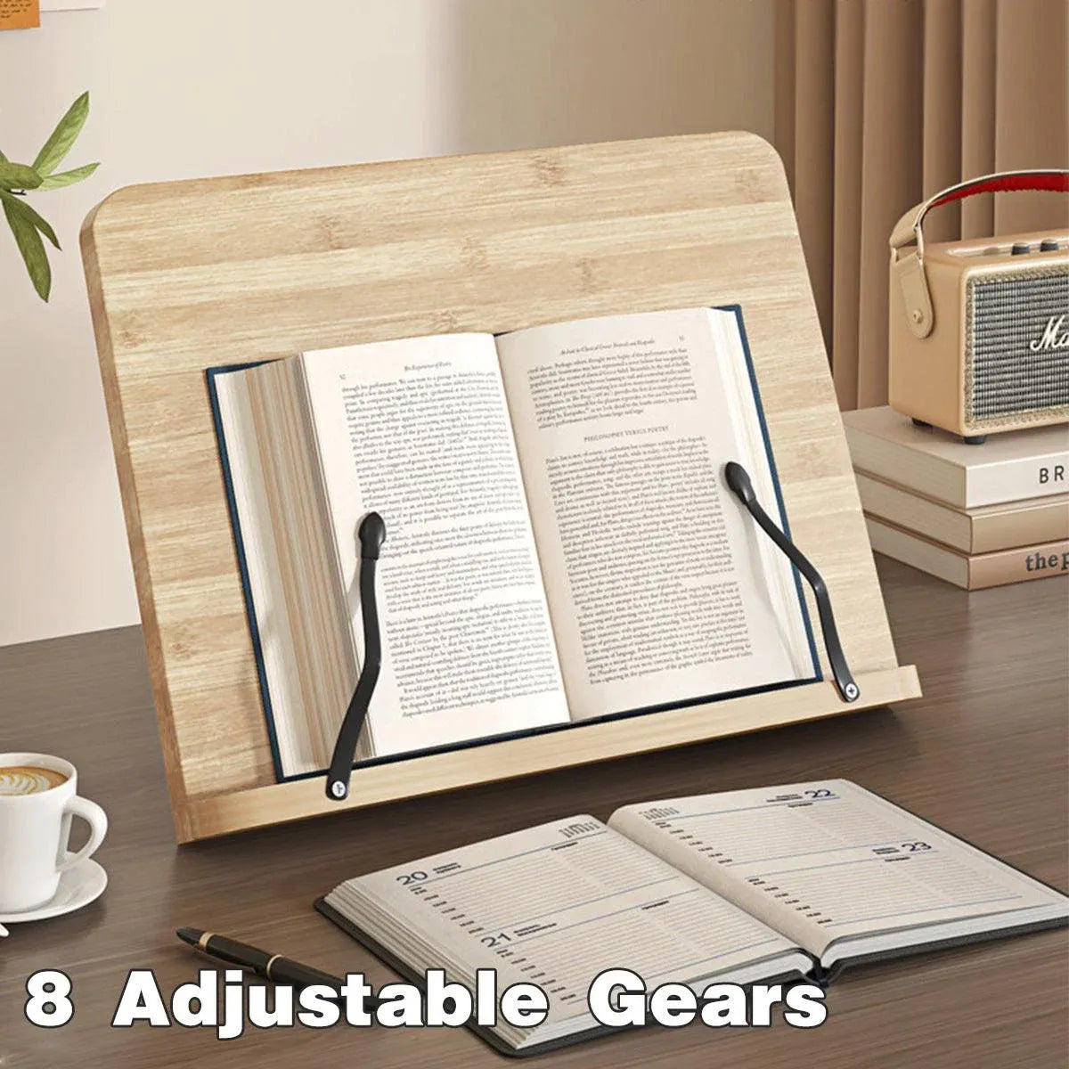 Wooden Adjustable Reading Stand Multifunctional Book Holder Bracket for Desk - Small
