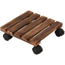 1-Piece Brown Rolling Plant Pot Stand with Four Castors, 25 x 25 cm