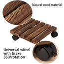 1-Piece Brown Rolling Plant Pot Stand with Four Castors, 25 x 25 cm