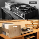 Bamboo Wood Record Stand Large Capacity Space Saving Vinyl Collection Display