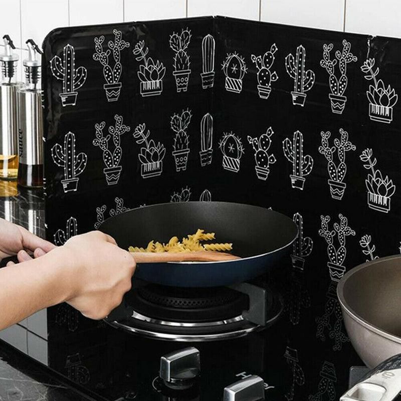 Kitchen Oil Splash Guard Wall Foil Protector Stove Cover Removable Baffle Screen - Red