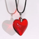 Red Heart Crystal Glass Pendant Necklace for Women 43mm