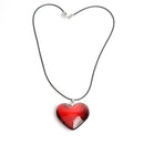 Red Heart Crystal Glass Pendant Necklace for Women 43mm