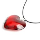 Red Heart Crystal Glass Pendant Necklace for Women 43mm