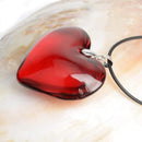 Red Heart Crystal Glass Pendant Necklace for Women 43mm