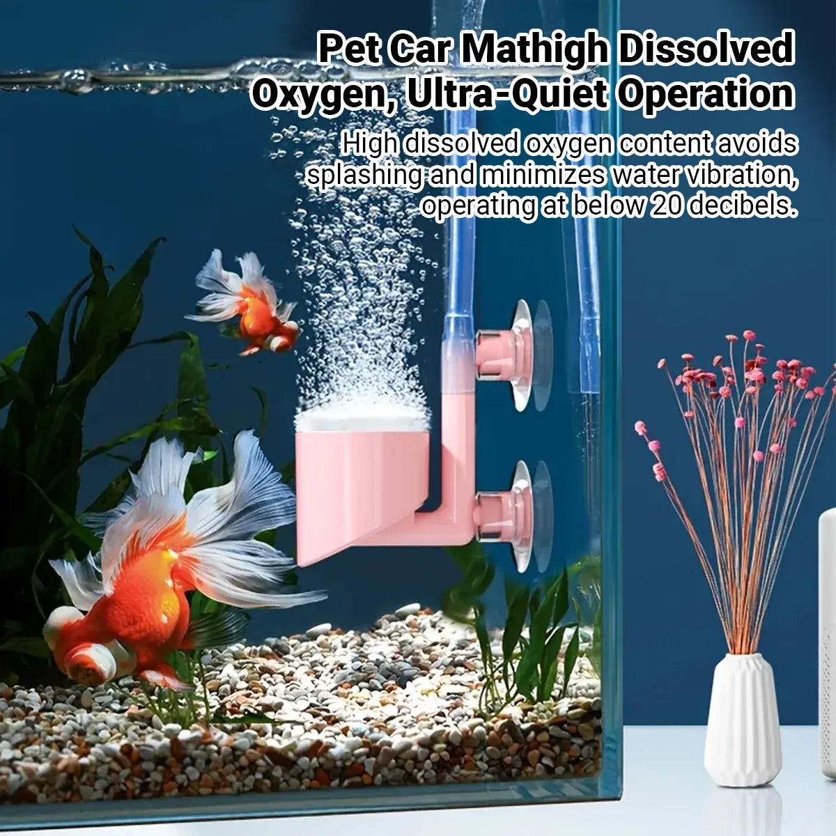Aquarium Fish Tank Nano Air Pump Quiet Durable for Tanks Oxygen Aerate Use - Pink