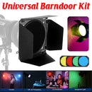 7 Inch 4-Leaf BarnDoor Kit Light Modifier for Flash Speedlight Camera Lighting