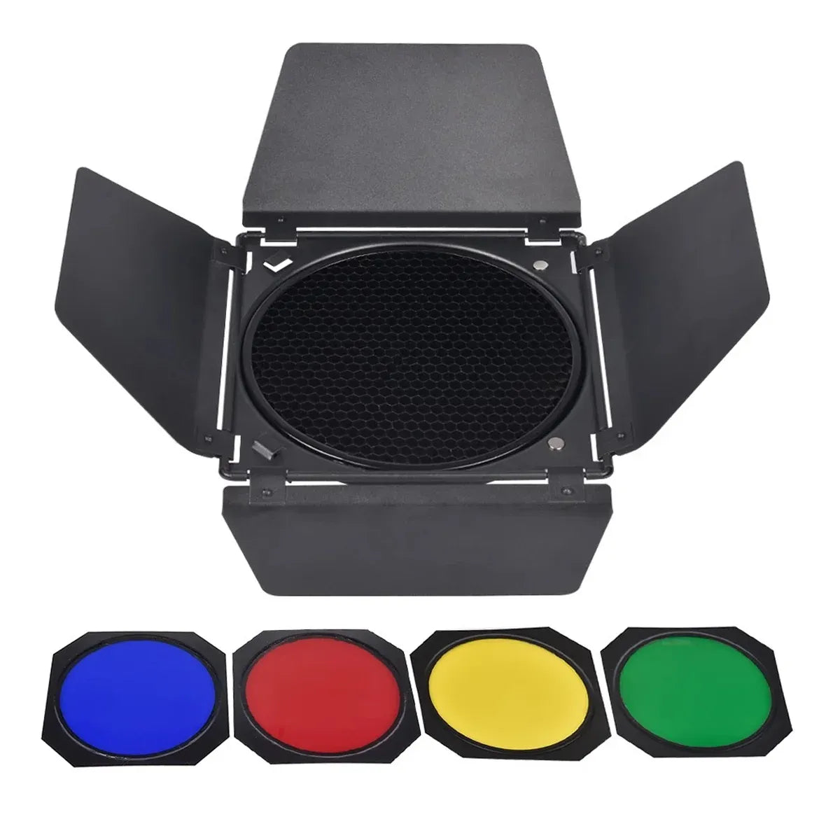 7 Inch 4-Leaf BarnDoor Kit Light Modifier for Flash Speedlight Camera Lighting