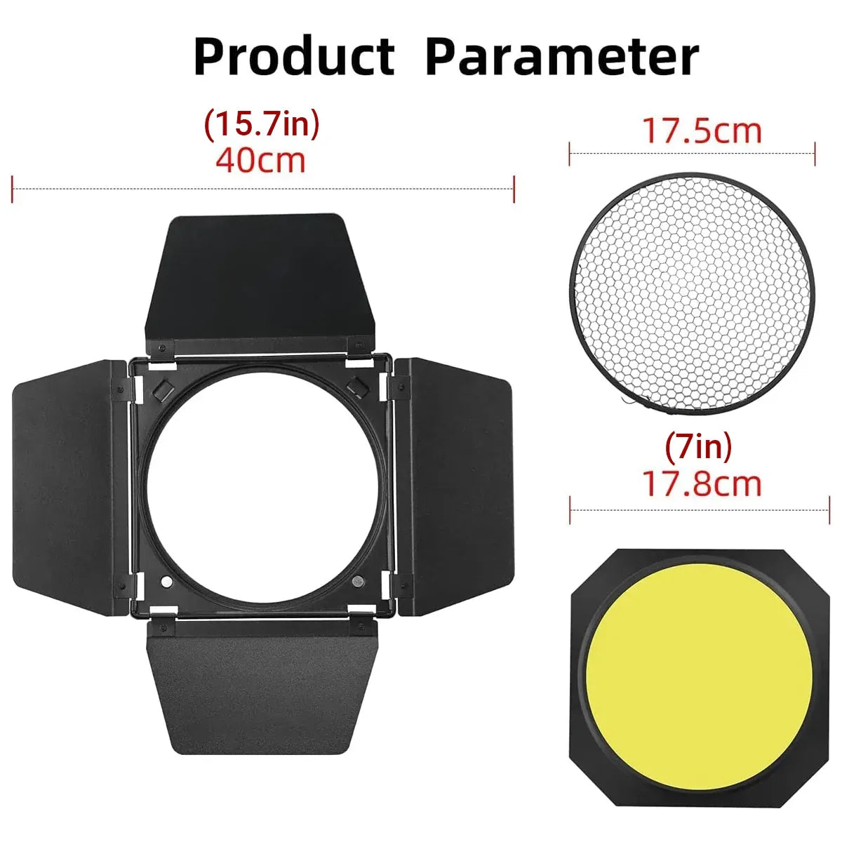 7 Inch 4-Leaf BarnDoor Kit Light Modifier for Flash Speedlight Camera Lighting