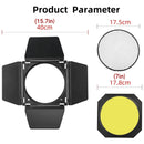7 Inch 4-Leaf BarnDoor Kit Light Modifier for Flash Speedlight Camera Lighting