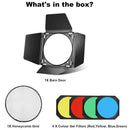 7 Inch 4-Leaf BarnDoor Kit Light Modifier for Flash Speedlight Camera Lighting