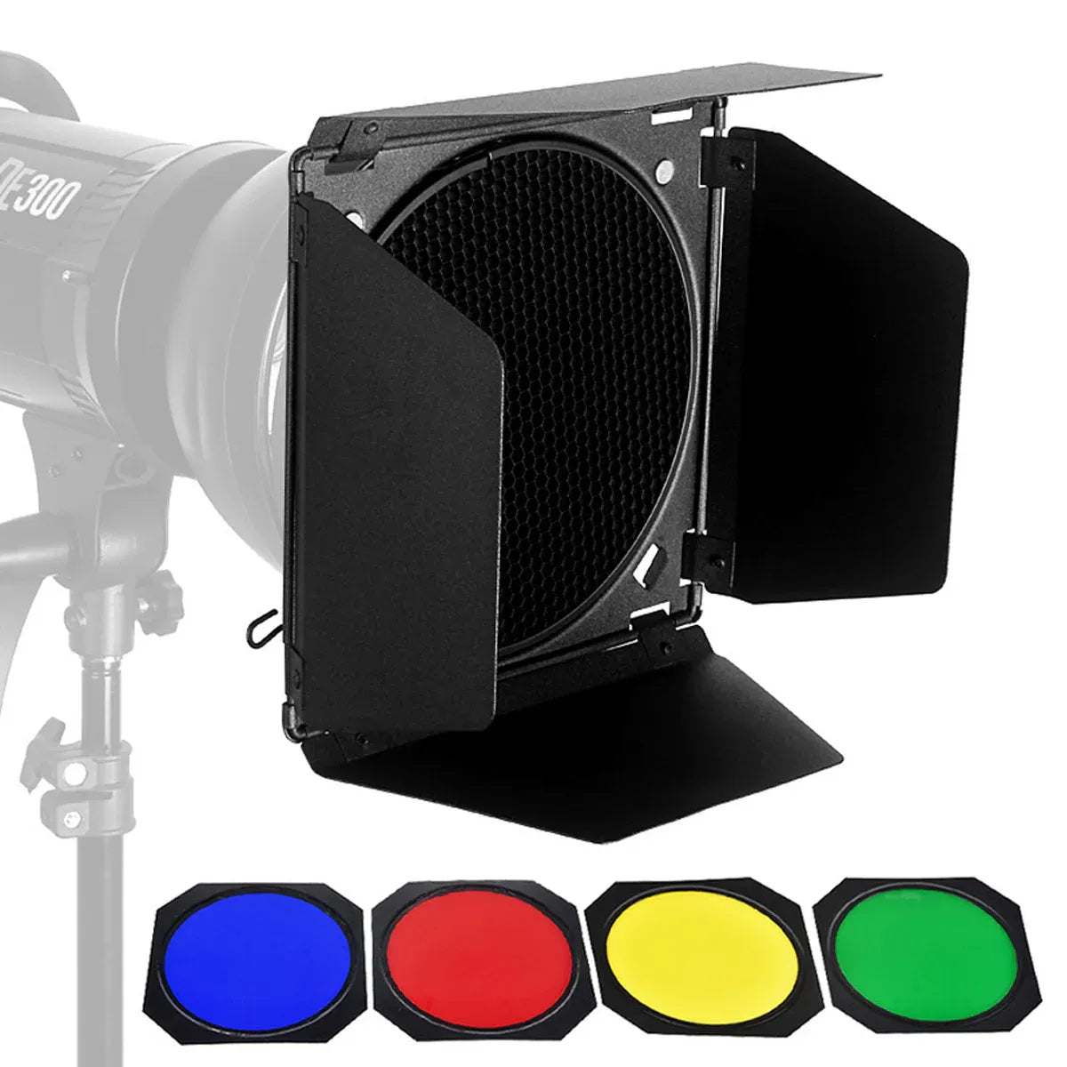 7 Inch 4-Leaf BarnDoor Kit Light Modifier for Flash Speedlight Camera Lighting