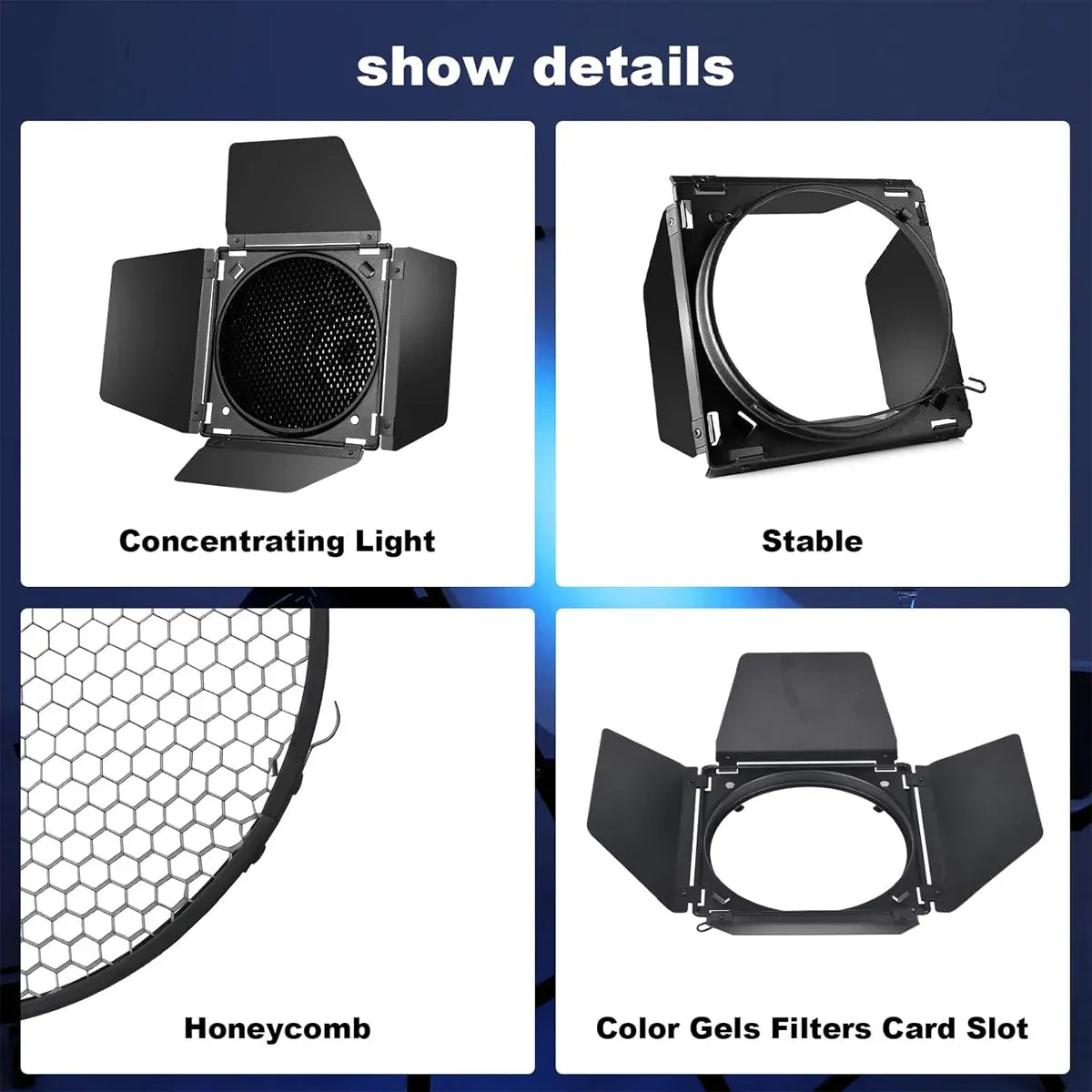 7 Inch 4-Leaf BarnDoor Kit Light Modifier for Flash Speedlight Camera Lighting
