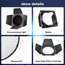 7 Inch 4-Leaf BarnDoor Kit Light Modifier for Flash Speedlight Camera Lighting