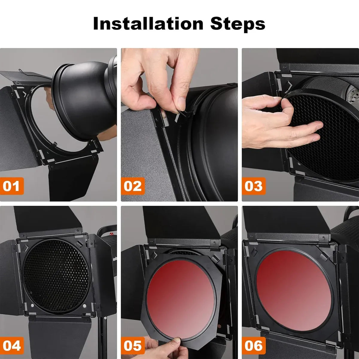 7 Inch 4-Leaf BarnDoor Kit Light Modifier for Flash Speedlight Camera Lighting