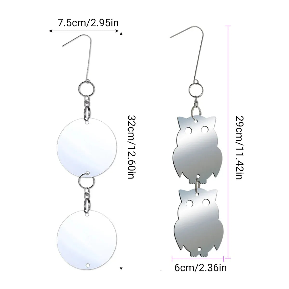 8 PCS Bird Repellent Reflector Mirror Outdoor Farm Hanging Bird Scare Device - Owl Hanging