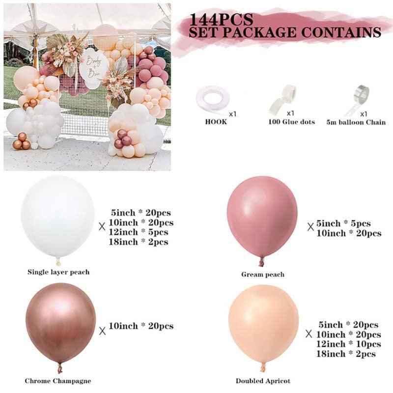 Retro Pink Balloon Arch Kit Set Garland for Birthday Wedding Party Decoration - 108PCS