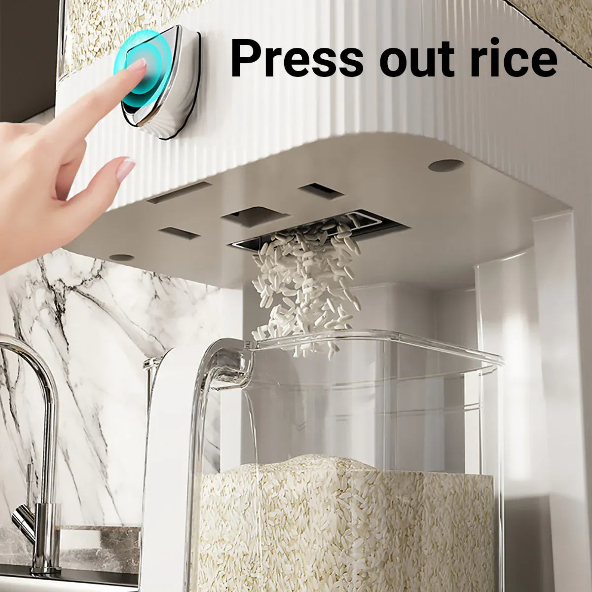 Rice Cereal Dispenser 10KG Grain Container Auto Food Storage Box Measuring Cup