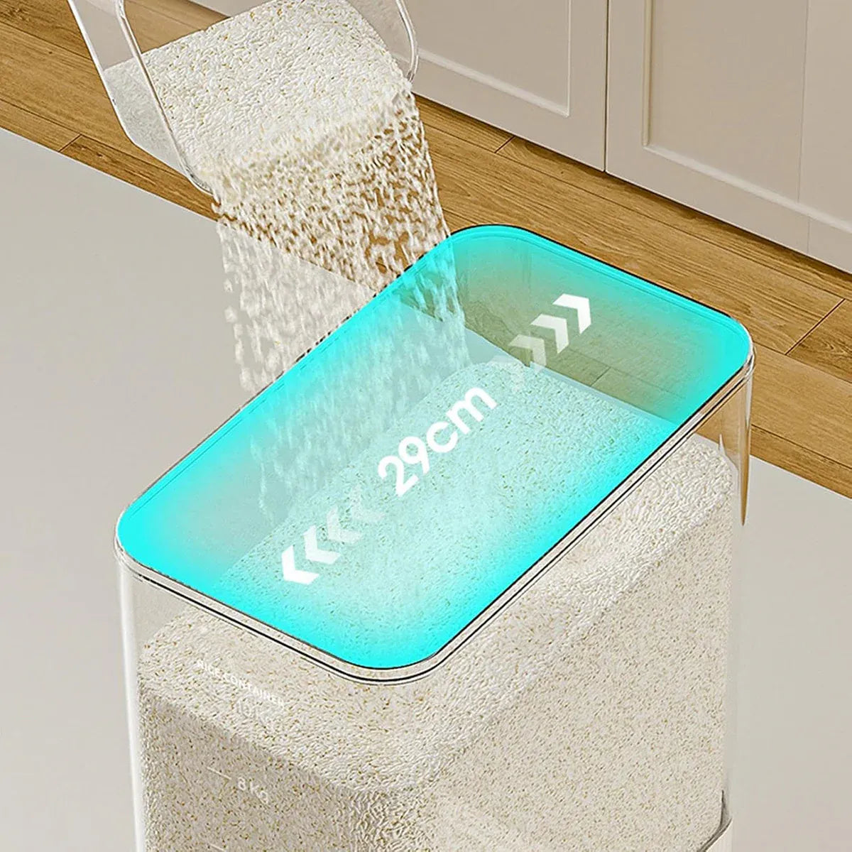 Rice Cereal Dispenser 10KG Grain Container Auto Food Storage Box Measuring Cup
