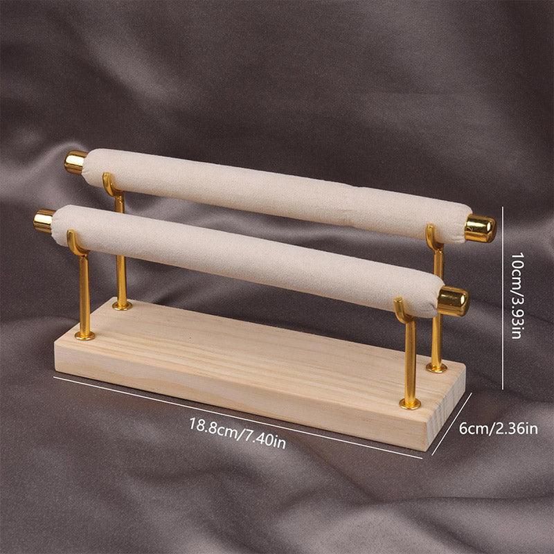 Simple Wooden Jewellery Organizer Rack Ring Display Stand for Rings Earrings - Double