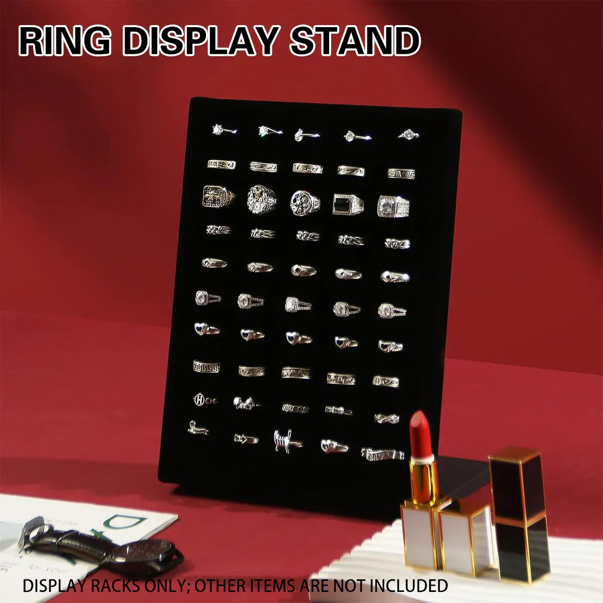 Wood Earring Ring Display Rack with Velvet Fabric for Jewelry Store Showcase Use