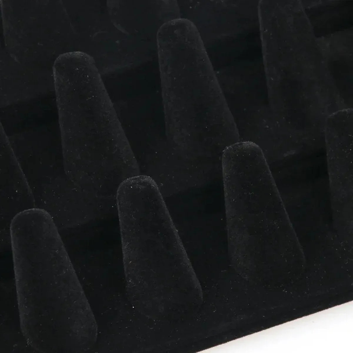 Three Layer Flocking Jewelry Display Stand 18 Finger Ring Organizer Holder