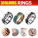 Spinner Rings Mens Womens Fidget Rotating Ring Silver Stainless Steel Size 7 - Black