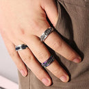 Spinner Rings Mens Womens Fidget Rotating Ring Silver Stainless Steel Size 7 - Black