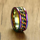Spinner Rings Mens Womens Fidget Rotating Ring Silver Stainless Steel Size 7 - Black
