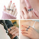 Spinner Rings Mens Womens Fidget Rotating Ring Silver Stainless Steel Size 7 - Black