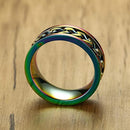 Spinner Rings Mens Womens Fidget Rotating Ring Silver Stainless Steel Size 7 - Black