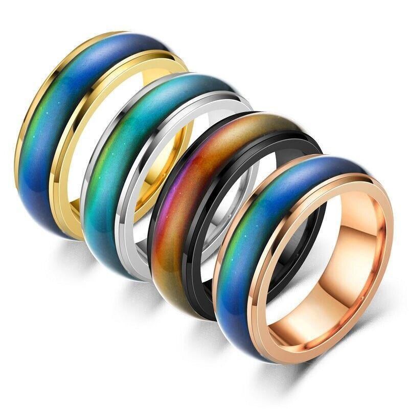 Mood Colour Changing Ring Temperature Sensitive Stainless Steel US Size 6 - Colourful